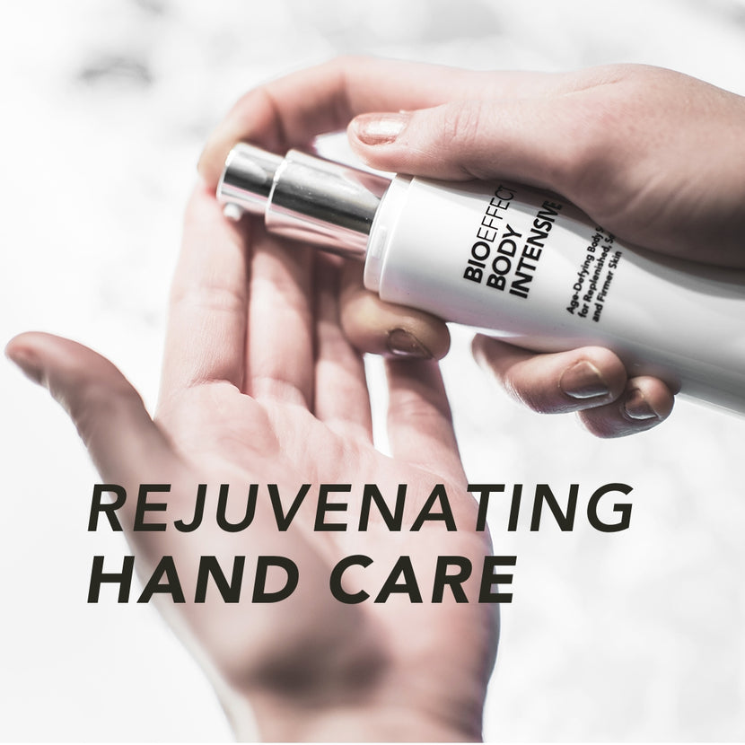 Person using BIOEFFECT Body Intensive in a hand care routine