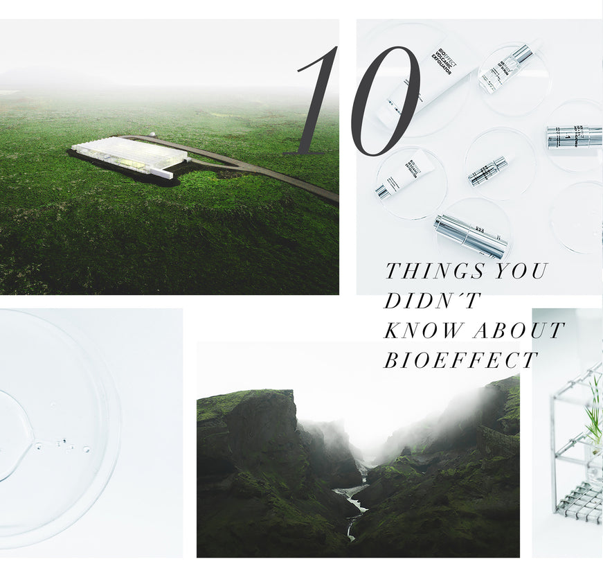 Landscape photos arranged with BIOEFFECT EGF products and the text “10 Things You Didn’t Know About BIOEFFECT”